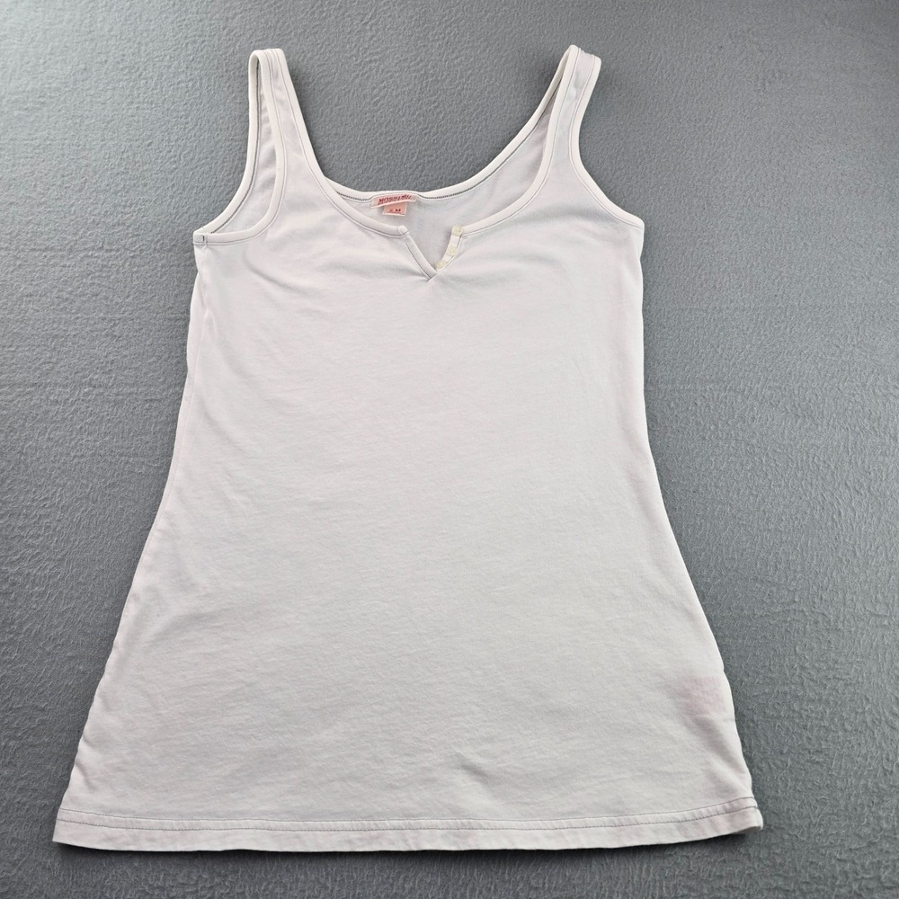 Mossimo Supply Co. Tank Top Womens Medium White Cotton Wide Straps Split V-Neck